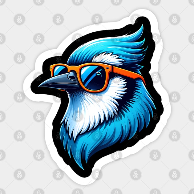 Blue Jay Wearing Sunglasses Sticker by Creatifly Graphic Tees